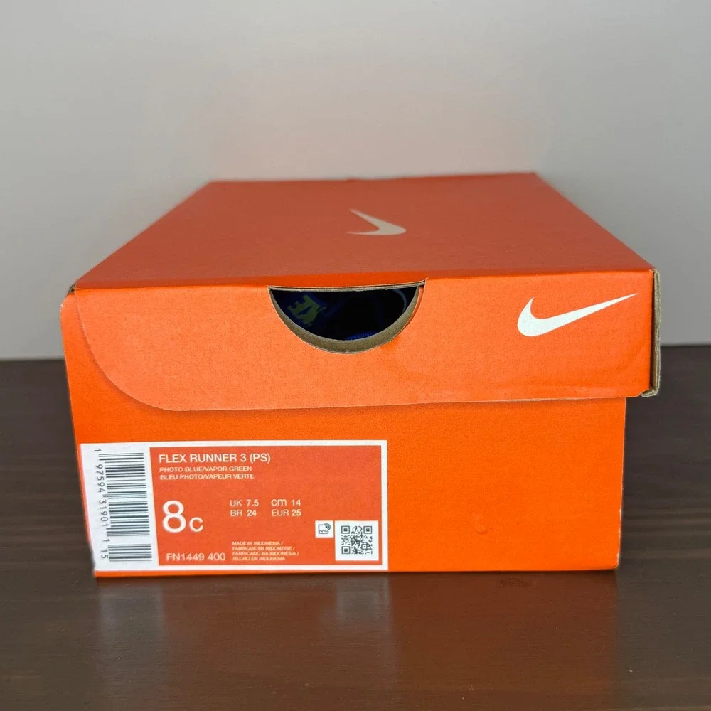 Nike Kids‎ Shoes Flex Runner 3 PS Photo Blue Vapor Green White Sz 8c New
